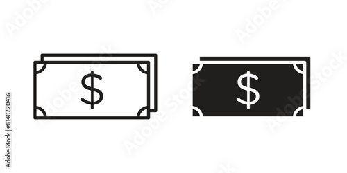 Cash icons vector Collection Clipart Pack. icon with editable line stroke