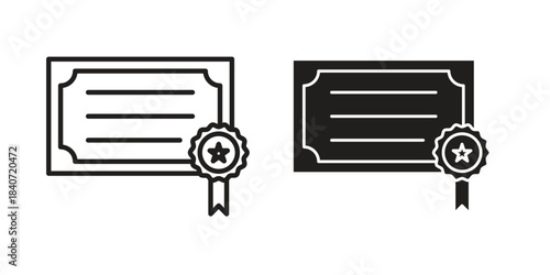 Certificate icons vector Collection Clipart Pack. icon with editable line stroke
