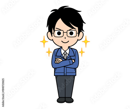 自信満々な営業マンの男性