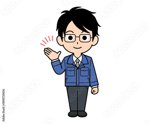 案内する営業マンの男性