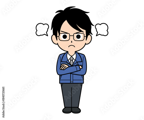 怒っている営業マンの男性