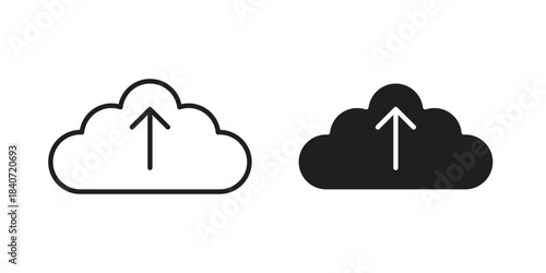 Cloud upload icons vector Collection Clipart Pack. icon with editable line stroke