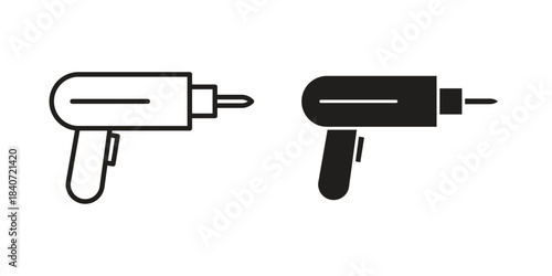 Drill icons vector Collection Clipart Pack. icon with editable line stroke