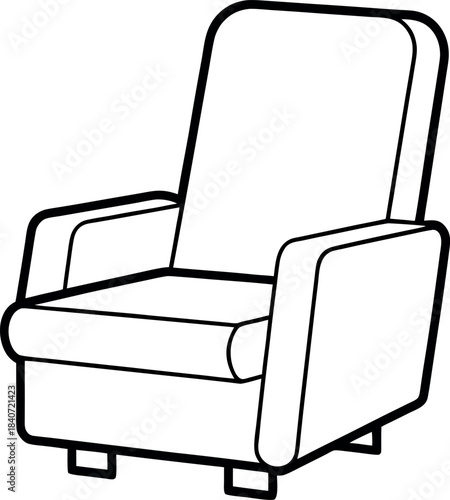 Stylized Recliner Chair Line Drawing for Interior Design and Furniture Icons