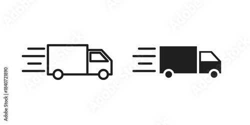 Fast shipping delivery truck icons vector Collection Clipart Pack. icon with editable line stroke