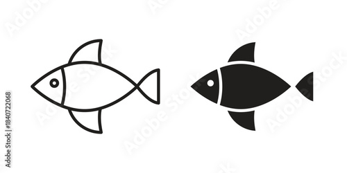 Fish icons vector Collection Clipart Pack. icon with editable line stroke
