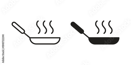 Frying pan icons vector Collection Clipart Pack. icon with editable line stroke