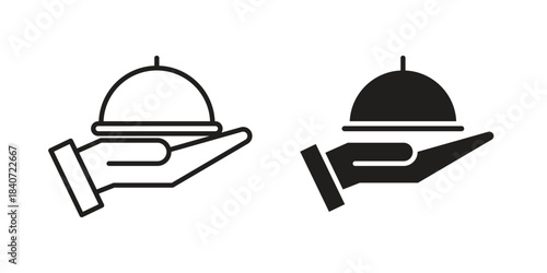 Hand holding tray icons vector Collection Clipart Pack. icon with editable line stroke
