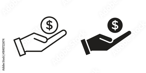 Hand money exchange icons vector Collection Clipart Pack. icon with editable line stroke