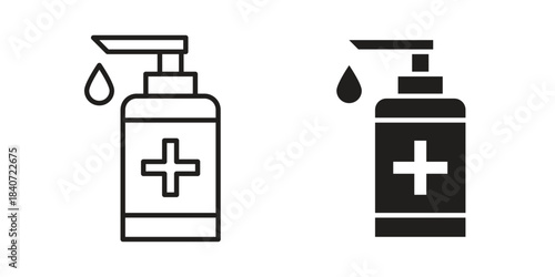 Hand sanitizer icons vector Collection Clipart Pack. icon with editable line stroke