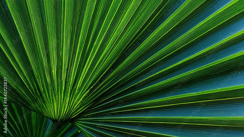 Obraz premium Vibrant green tropical palm leaf texture, natural organic pattern.