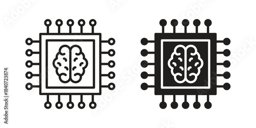 Machine learning icons vector Collection Clipart Pack. icon with editable line stroke