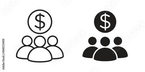 Mutual funds icons vector Collection Clipart Pack. icon with editable line stroke