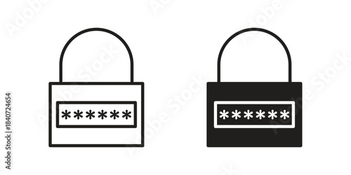 Password icons vector Collection Clipart Pack. icon with editable line stroke