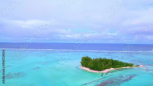 Aerial View of Motu Tapu a Private Island in Bora Bora