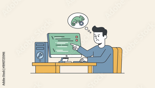 A developer debugging code on a computer with a focus on rapid troubleshooting emphasizing the importance of adaptability in development.