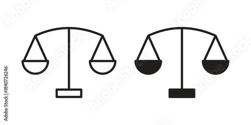 Scales of justice icons vector Collection Clipart Pack. icon with editable line stroke