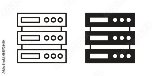 Server rack icons vector Collection Clipart Pack. icon with editable line stroke