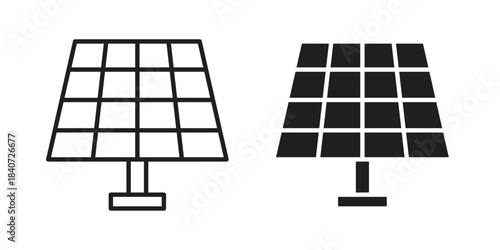 Solar panel icons vector Collection Clipart Pack. icon with editable line stroke