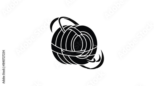 Modern abstract background with dynamic swirling lines and curves in black and white minimalist design