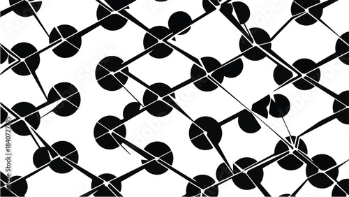 Abstract network pattern with interconnected nodes and lines on white background, modern geometric design element for technology and innovation concepts