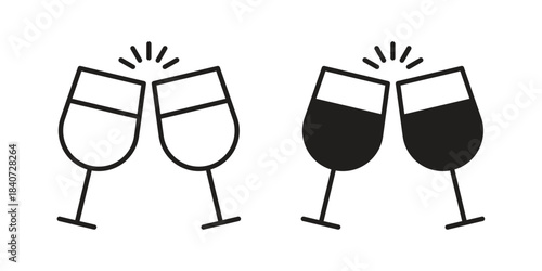 Wine glass icons vector Collection Clipart Pack. icon with editable line stroke