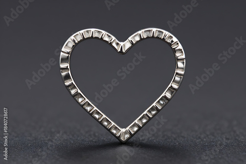 silver heart with diamonds