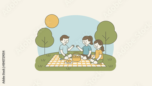 A tranquil picnic setup with children sharing snacks and stories an idyllic scene of friendship and joyful engagement.