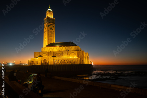 Exterior of the famous Hassan II Mosque at the coast of Casablanca in Morocco