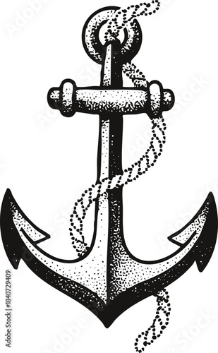 Traditional Nautical Tattoo Flash Vector Collection - Black and White Stipple Set featuring Pirate Ships, Anchor, Lighthouse, Compass Rose, and Ship Wheel Print