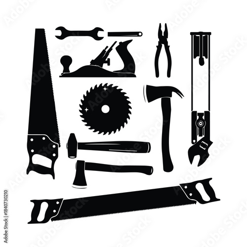 Tools silhouette set Vector, illustration