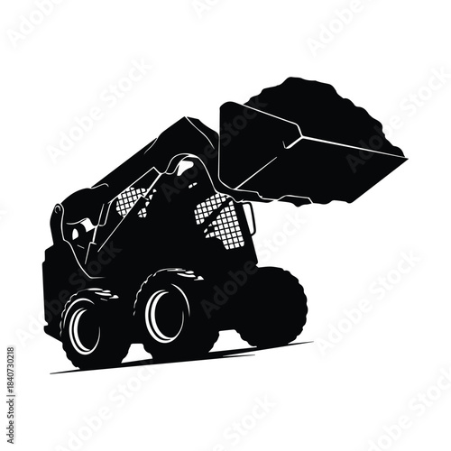 Skid steer loader with full bucket Vector, illustration