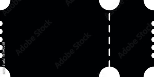 Retro Ticket Silhouette Icon Set. Vector Cinema and Theatre Admission Symbol.