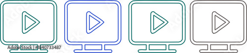 video play button icon set  multiple stroke collection
