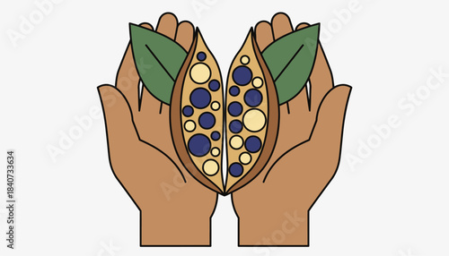 A closeup of hands holding a pod of heirloom seeds symbolizing biodiversity and the importance of protecting native plants.