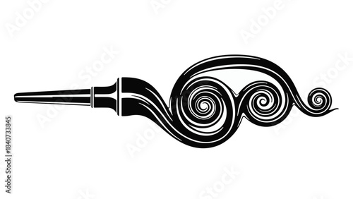 Decorative swirly design element, artistic curl pattern, creative black and white illustration for design, art, and decoration