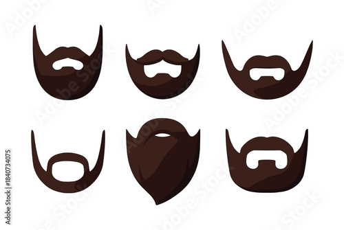 Beard styles collection, flat vector illustration, mustache, facial hair design