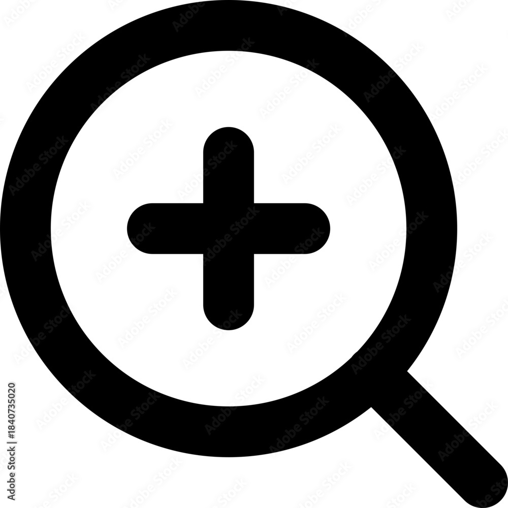 Fototapeta premium Zoom in icon - magnify plus search outline