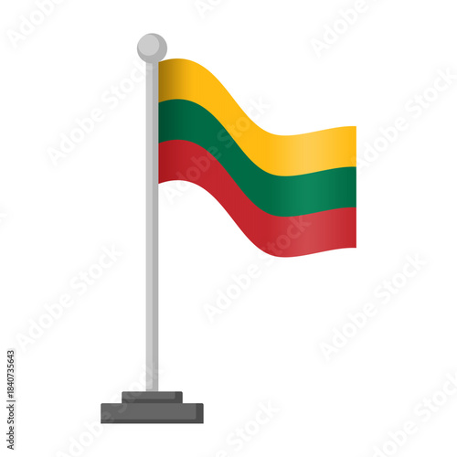 Vibrant Lithuanian Flag Waving Vector Illustrations Icon, complete with EPS file, meticulously isolated on a pristine white background, ideal for national identity and cultural projects