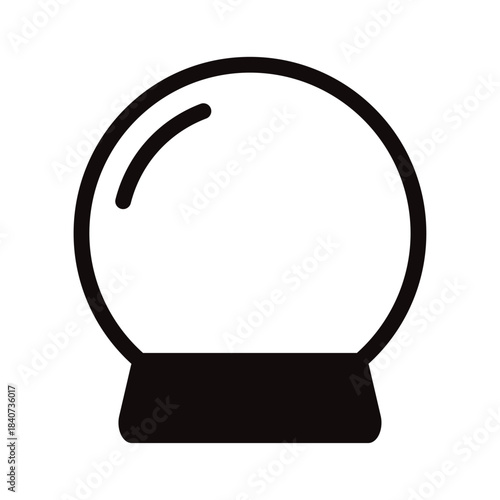 Crystal ball icon for fortune telling, a magical tool used by fortunetellers and magicians. Black line crystal ball symbol isolated on a white background. Vector illustration, EPS 10.