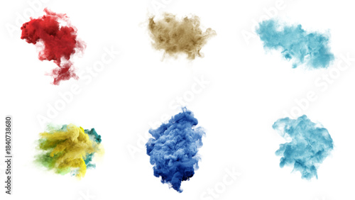 beautiful and colorful fantasy smoke effect isolated transparent background, editable vector artwork ai illustration file, magical multicolor vapor mist soft swirling element