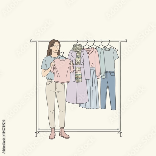 young woman choosing clothes