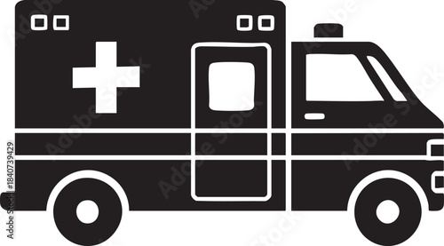 Ambulance icon medical emergency vehicle symbol flat vector illustration for healthcare and rescue services isolated on white