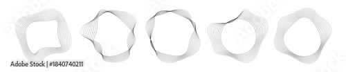 Set of round curved sound waves with dynamic wavy stripes