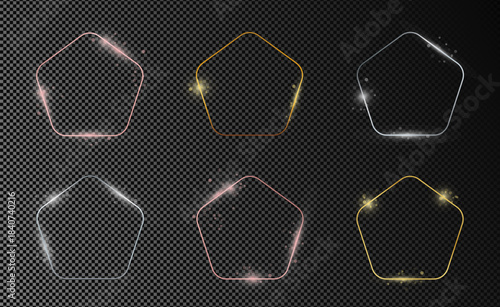 Set of six rounded pentagon frames