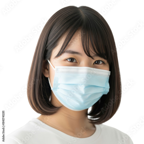 Young asian woman wearing a surgical mask for viral protection routine