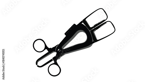Black eyelash curler isolated on white background, beauty tool for makeup and cosmetics, closeup view