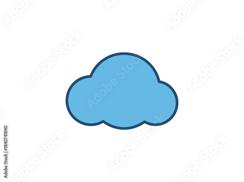 A minimalist line icon depicting cloudy weather, featuring a cloud shape rendered in line art style, presented as a flat vector illustration on a white background