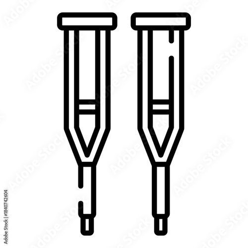 Crutches black line icon
