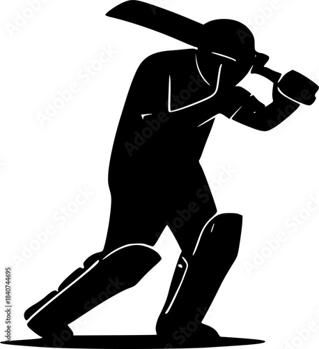 Silhouette of a cricket batsman playing a shot